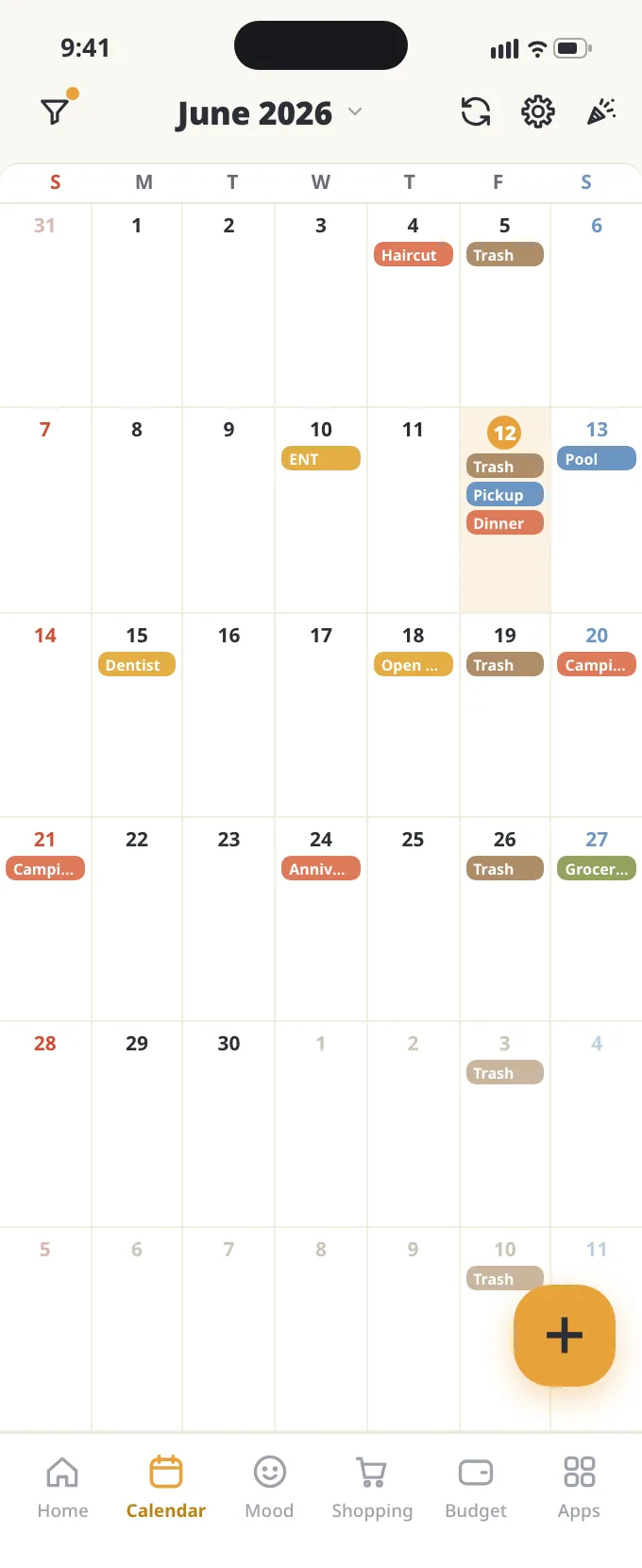 L'écran agenda de ienon