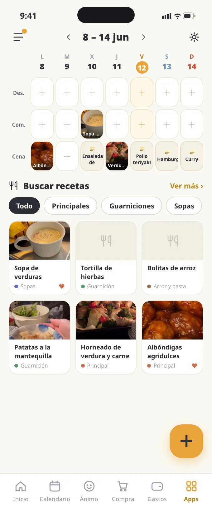 La pantalla de menús de ienon